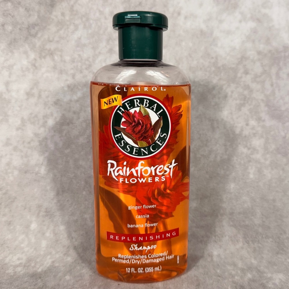 Vtg Clairol Herbal Essences Rainforest Flowers Replenishing Shampoo 12oz 90s NOS